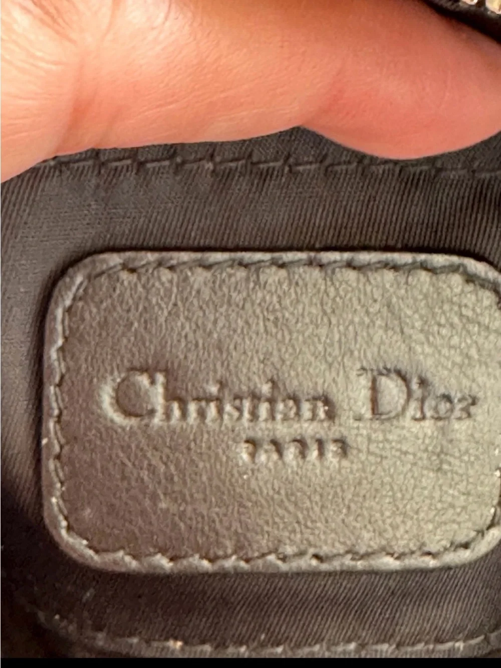 Dior Black Quilted  Mini Pouch with Silver Tone Dior Charm